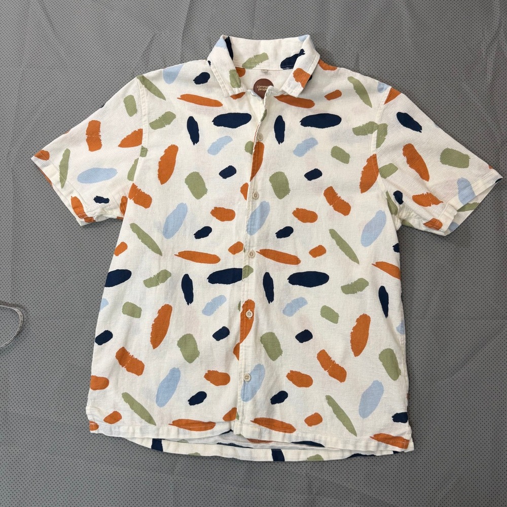 Common People Contour SS Shirt Men L Multicolor Abstract Brushstroke Print